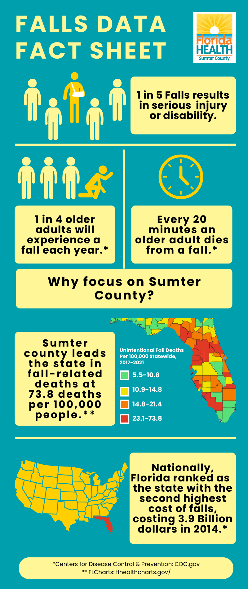 Data for fall related incidents in Sumter County