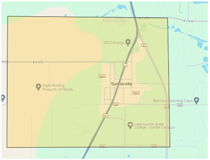 Map highlighted yellow